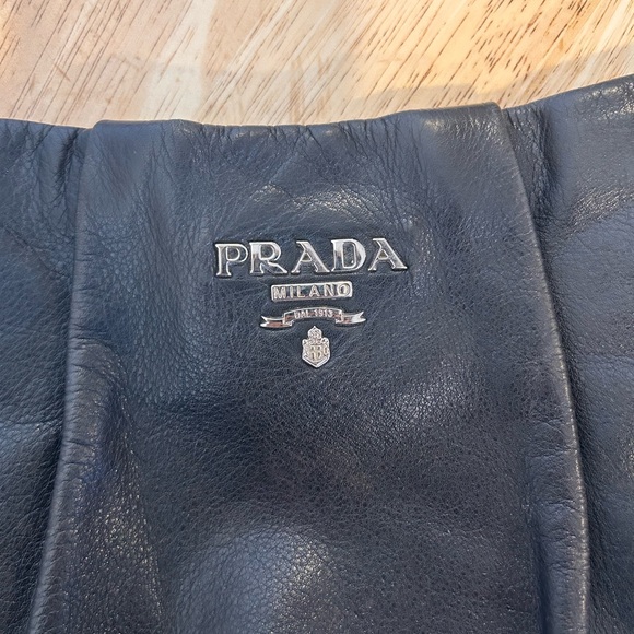 Authentic Prada black with silver accents leather Hobo bag with side pockets - Picture 7 of 16